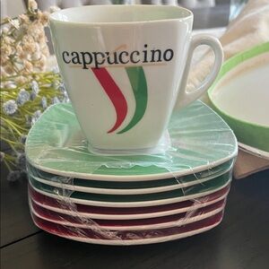 Cappuccino Cup with Colorful Saucer Set